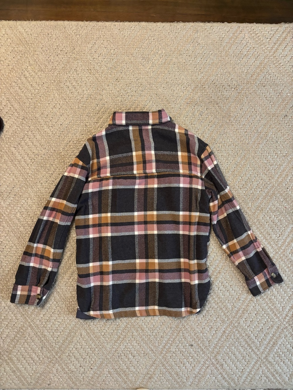 American Eagle Plaid Flannel Shirt Small Brown Tan Pink Button-up - Picture 2 of 4